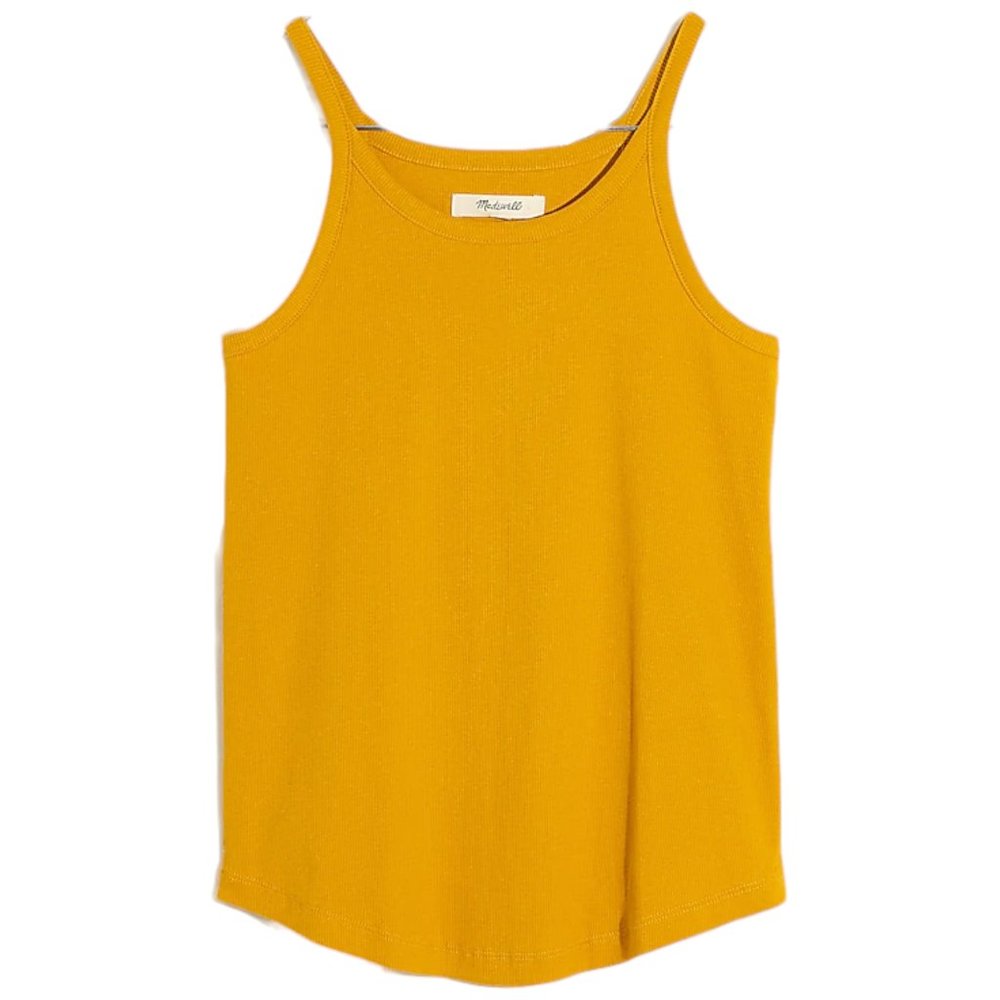 MADEWELL 1X GOLD Yellow Ribbed Tank Slim Fit Crew Neck NEW - Picture 1 of 6